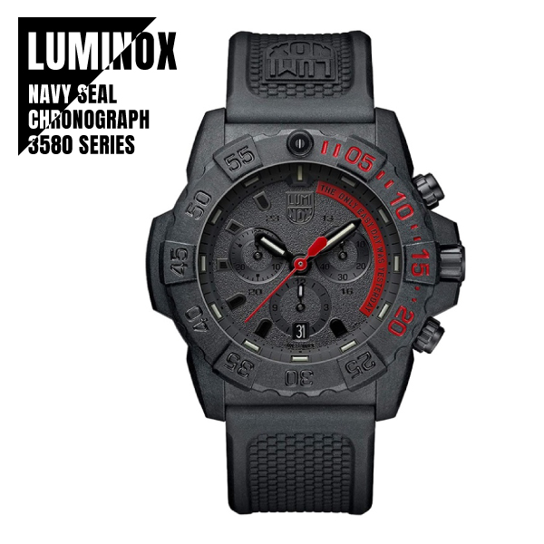 【即納】LUMINOX ルミノックス ネイビーシールズ クロノグラフ 3580シリーズ 3581.EY レッド×ブラック メンズ 腕時計