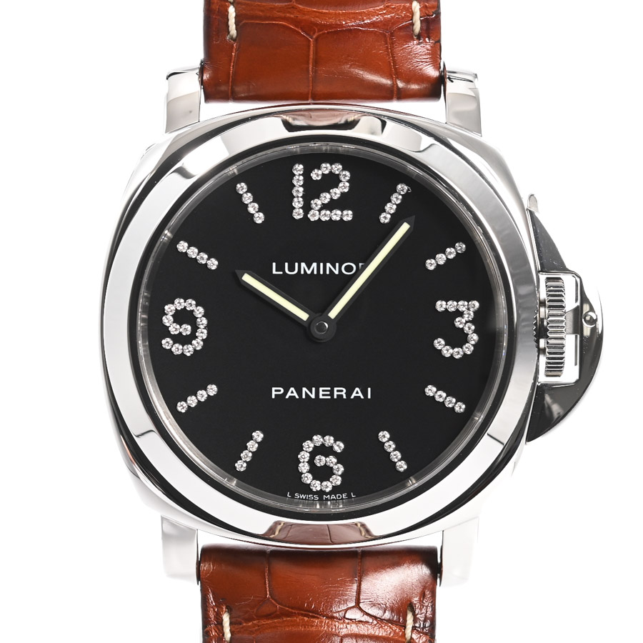 パネライ ルミノールベース ダイヤモンドコレクション 腕時計 PAM00130 E番 ブラック メンズ 中古A品
