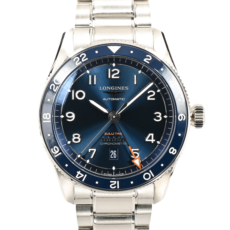 ロンジン スピリット Zulu Time 腕時計 L3.812.4.93.6 ブルー メンズ 中古A品
