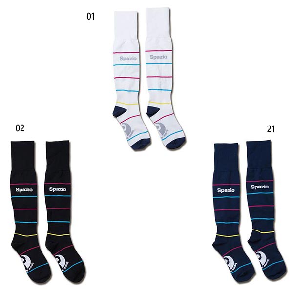 25-27cm スパッツィオ メンズ マルチボーダーロングソックス 靴下 ソックス ストッキング サッカー フットサル 送料無料 Spazio SK-0029