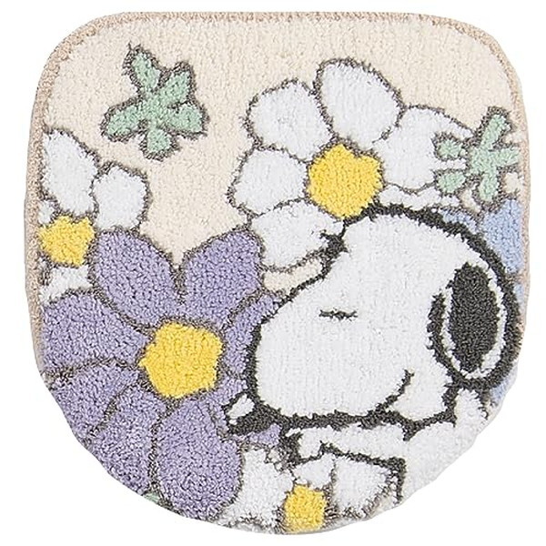 花に囲まれて眠っているスヌーピーと、淡いカラーがどこか透明感のある優しい配色。大人可愛いデザインで、トイレを明るくしたい方におすすめです。他のアイテムと揃えてより一層華やかに。【商品仕様】本体サイズ：
