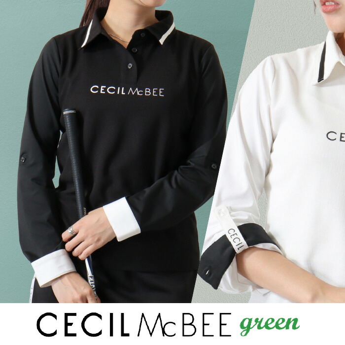【即納】セシルマクビーグリーン ゴルフウェア ロールアップスリーブPOLOポロシャツ トップス 長袖 7分袖 レディース CECIL McBEE green