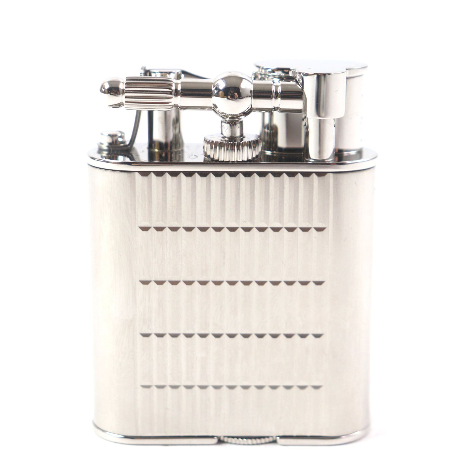 未使用品▼Dunhill ダンヒル ユニーク パラジウム鍍金 ハンマー式 ターボガスライター シルバー ケース付 スイス製 メンズ 着火確認済み