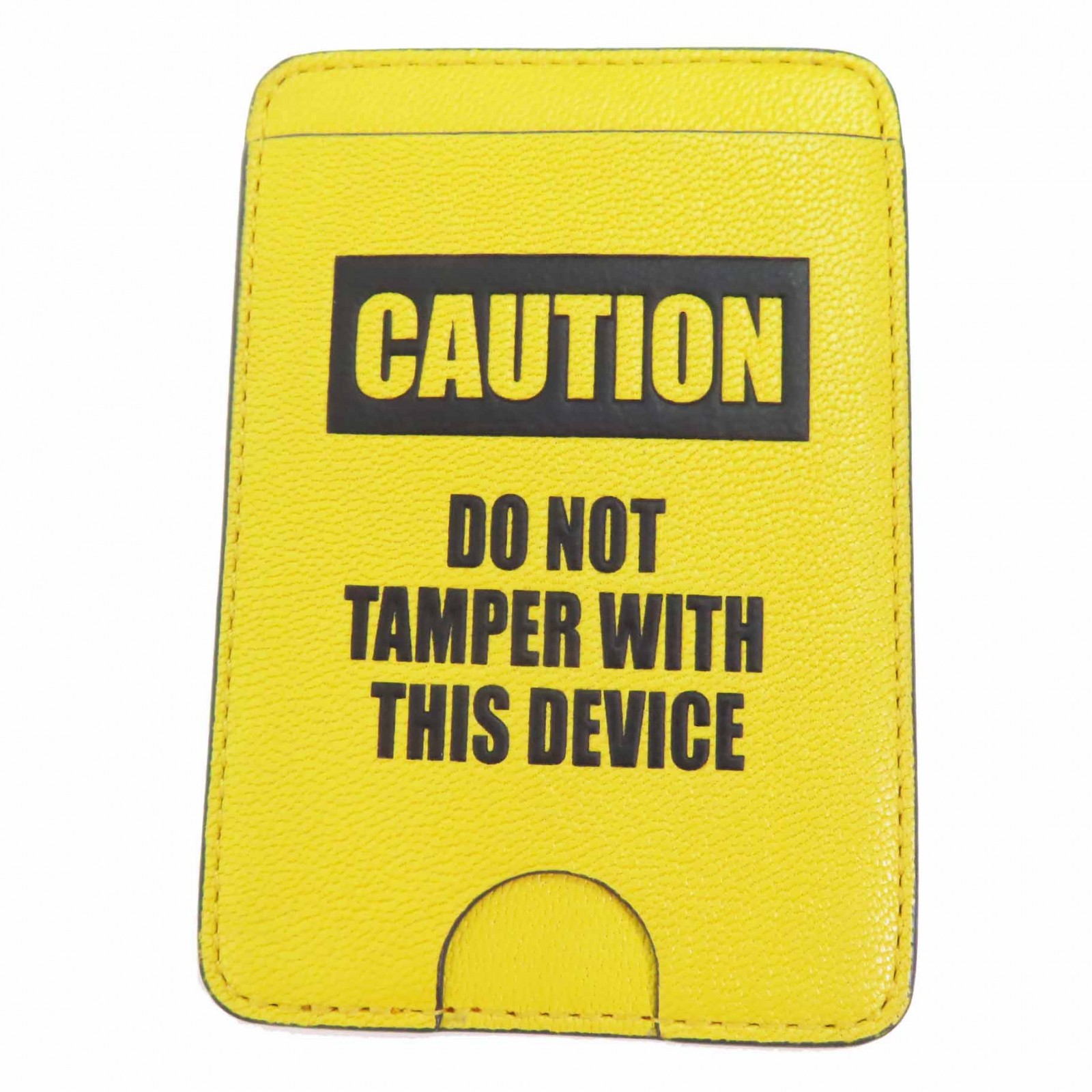 未使用品◎ANYA HINDMARCH アニヤ ハインドマーチ Caution Magnetic Caution・AHロゴ マグネット レザーカードケース イエロー 定25300