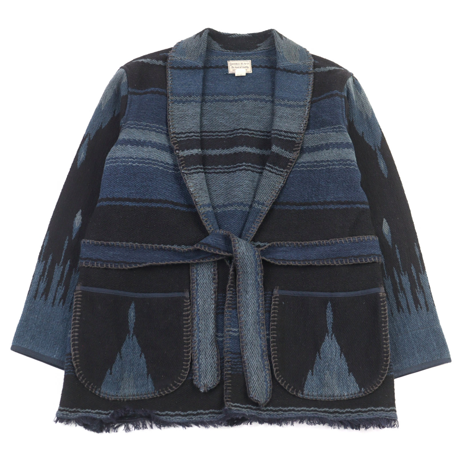 未使用品○RRL ダブルアールエル コットン100% インディゴ ネイティブ ベルテッド ラグジャケット マルチカラー 日本サイズL相当 正規品