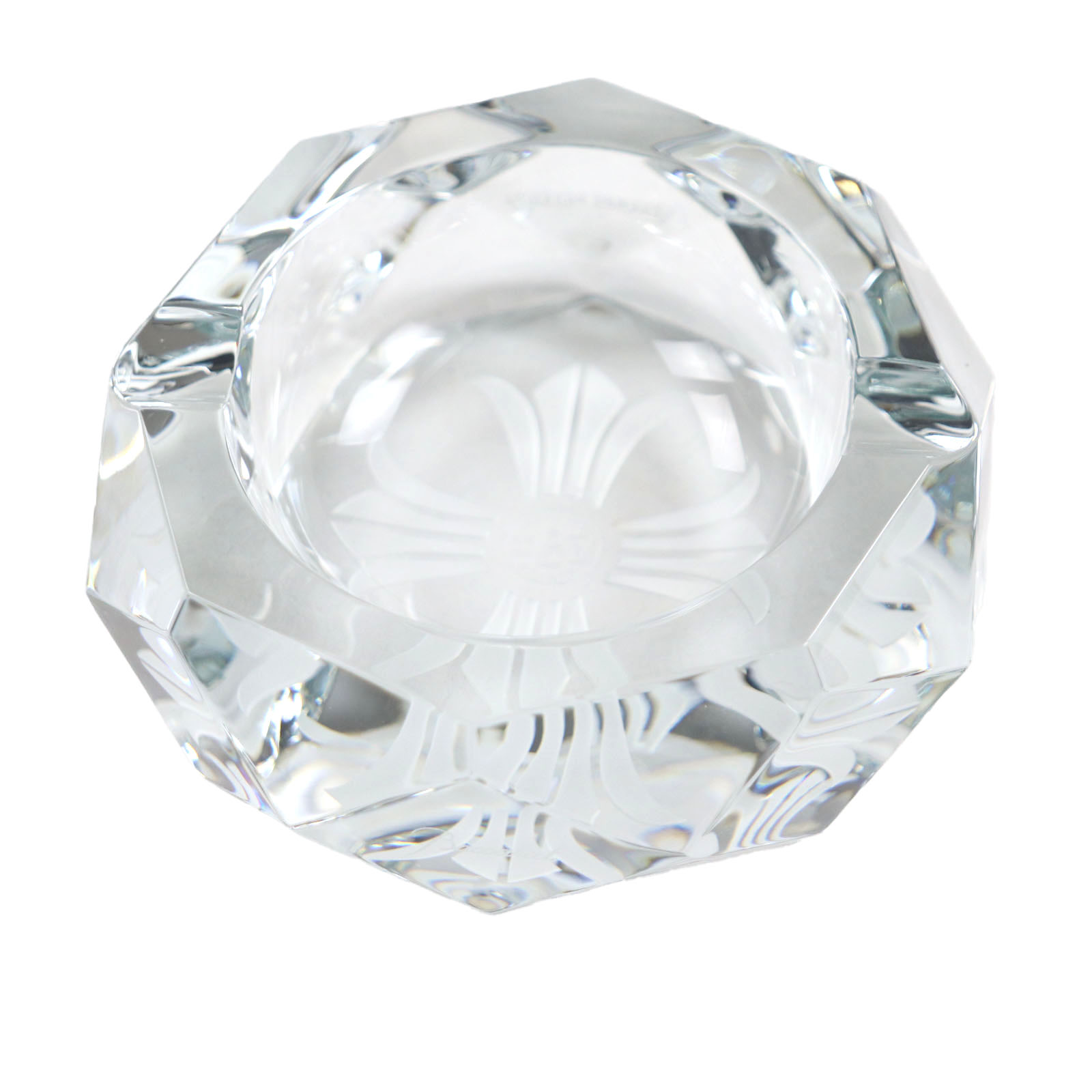 未使用品▼クロムハーツ バカラ CIGARETTE ASHTRAY シガレットアッシュトレイ スモール クリスタルガラス CHプラス 灰皿 クリア 箱付