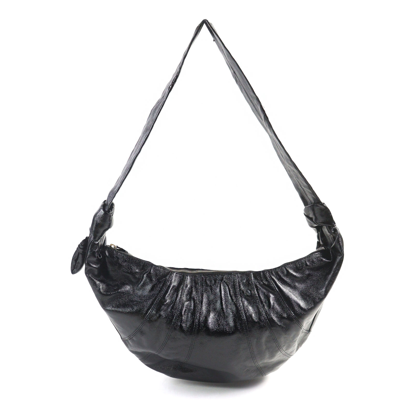 極美品○LEMAIRE ルメール BG0000 LF1073 CROISSANT BAG クロワッサン バッグ ラージ コットン クロスボディバッグ ブラック メンズ