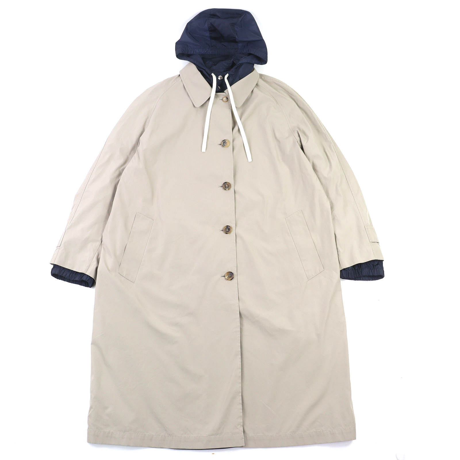 極美△MIUMIU ミュウミュウ 25SS MS2087 リバーシブル シングルブレスト パナマコットン テクニカルポンジーコート 42 正規品 定価880000