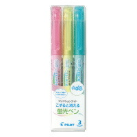 ●こすると消える、とっても便利な蛍光ペン。 ●使いきりタイプ●６色セット／ソフトピンク・ソフトイエロー・ソフトグリーン●線幅／３．３ｍｍ●ペン先／角芯●フリクションインキ●軸は再生PP、キャップは再生
