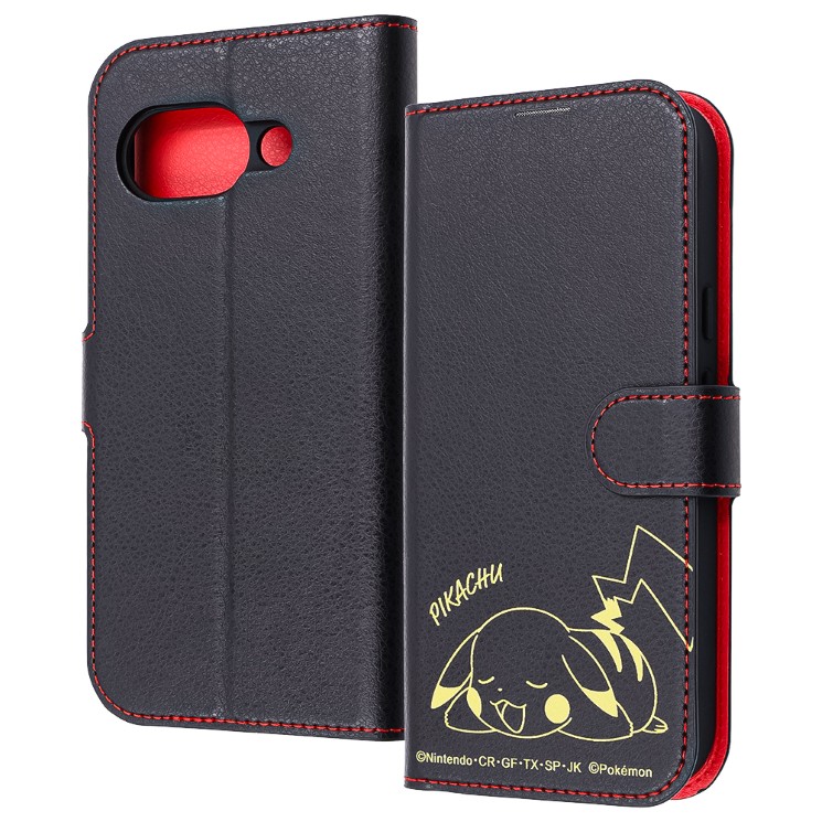 【商品名】Google Pixel9a ケース 手帳型 ポケモン ピカチュウ ブラック キャラクター グッズ 衝撃吸収 傷に強い 頑丈 丈夫 強い シンプル カード 収納 ポケット ストラップホール 