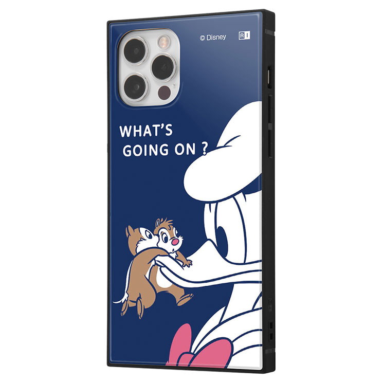 対応:i Phone 12 12 Pro デザイン:チップ＆デールとドナルド説明:(C) Disney 個性的な四角いフォルムと、衝撃に強いTPU素材の側面、薄くて軽く透明度の高いPCパネル を背面に