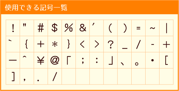 �g�p�ł���L���ꗗ