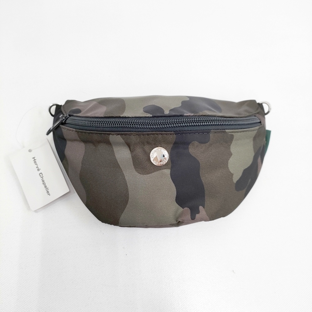 Herve Chapelier 新品 8851MW カモフラージュ ナイロンポーチ カモフラージュ 定価60280円 ポーチ カーキ レディース エルベ・シャプリエ