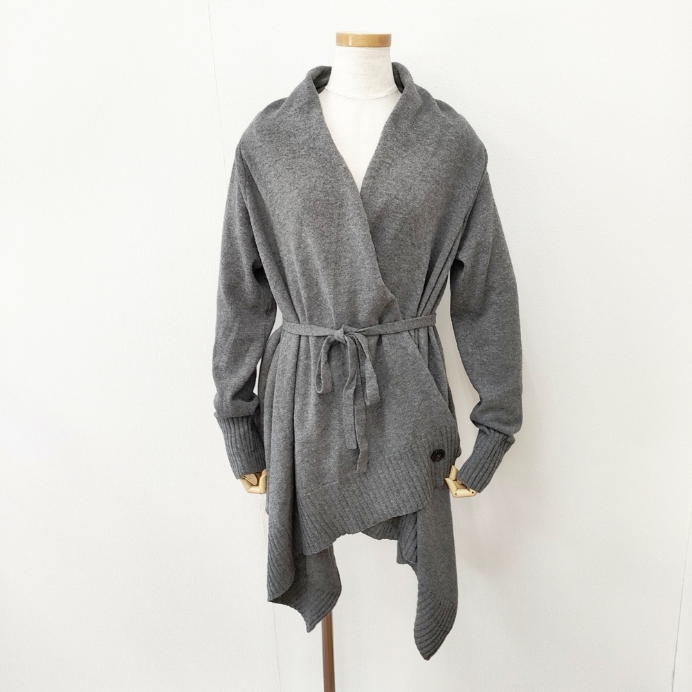 SI-HIRAI CHWK-2424 サイズ38 アンゴラ カシミヤ混 ロング カーディガン グレー レディース スーヒライ【中古】5-1006T◎