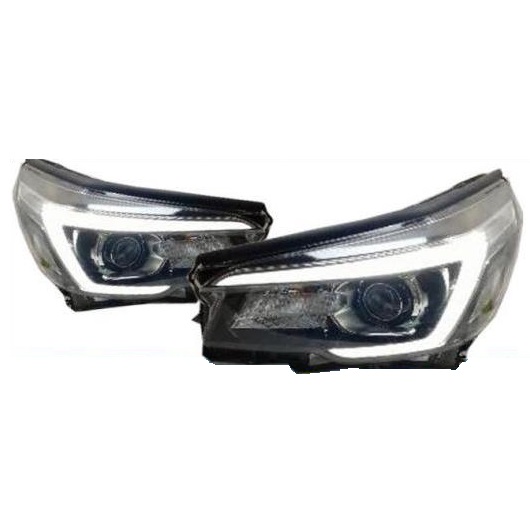 1ピース 2019 バンパー ヘッド ライト 適用: スバル フォレスター ヘッドライト LED DRL フォグ ヘッドランプ 1セット 2ピース スバル フ