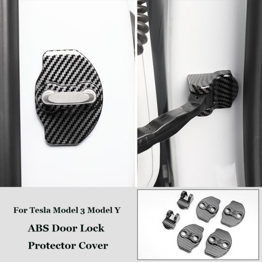 AL 適用: テスラ/TESLA モデル 3 モデル Y ドア ロック プロテクター カバー ラッチ ドア ストッパー カバー セット 6 インテリア カーボン調 AL-OO-1665 カラー: カー