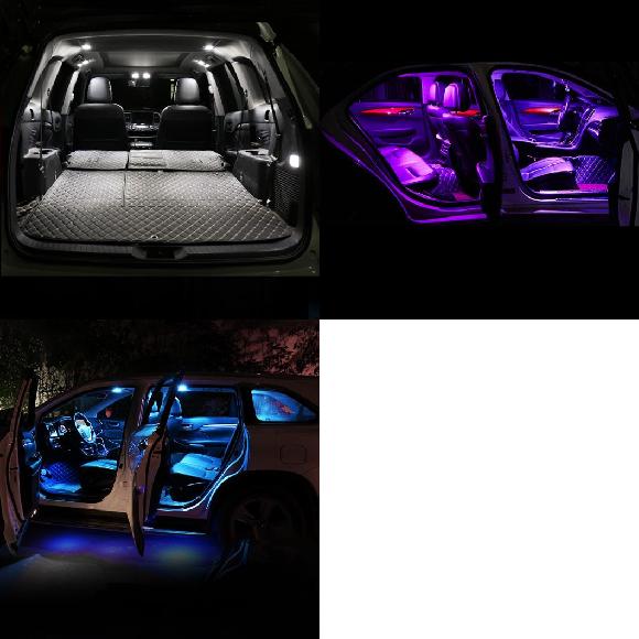 AL 適用: スズキ スイフト スポーツ 2017 2018 2019 2020 7ピース エラー CAN-BUS LED インテリア ドーム リード ライト ホワイト〜レイクブルー AL-OO-64