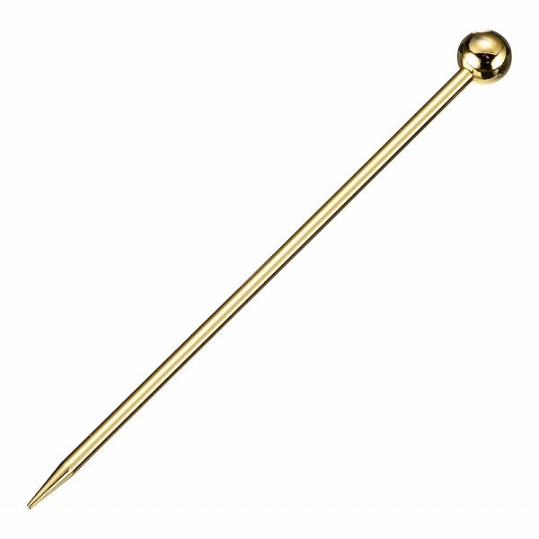 18-8 オードブルピン 金メッキ 80mm 玉付 入数：1セット(6本入) OOC02006 オードブルピック カクテルピック ピック オードブルピン カクテルピン マティーニピン オードブル カク