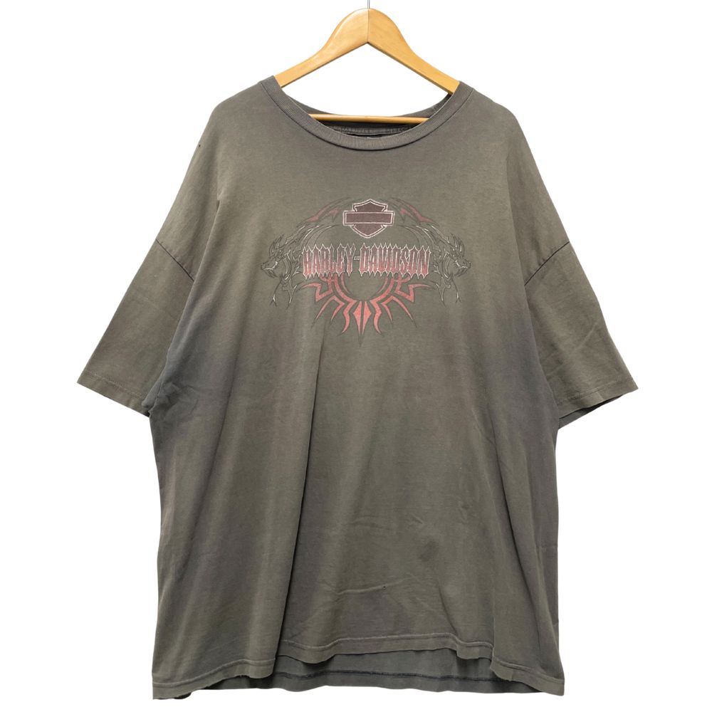 [商品名]HARLEY DAVIDSON ハーレーダビッドソン ヴィンテージ ドラゴン ロゴ プリント 半袖Ｔシャツ コットン ブラック XXXL 正規品 / 51408【中古】 [ブランド]ハーレー