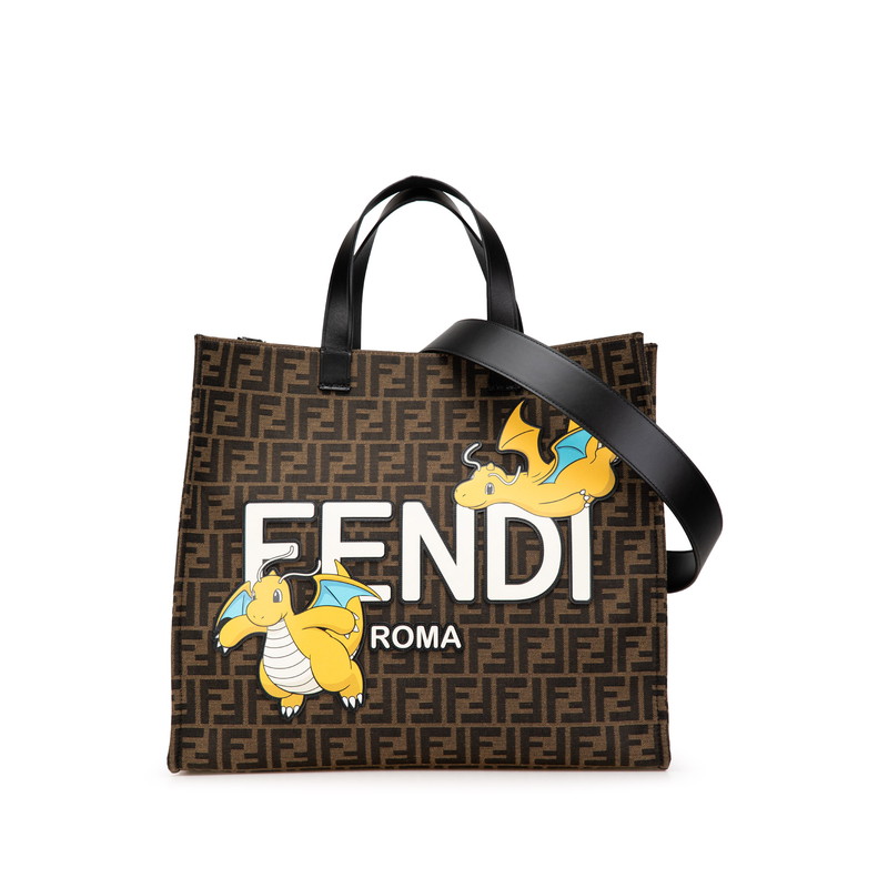フェンディ × フラグメント ポケモン カイリュー サンシャイントートバッグ ショルダーバッグ 2WAY 8BH357 ブラウン FENDI 【中古】