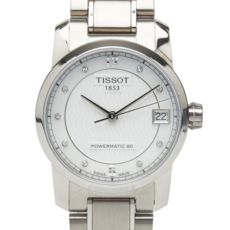 ティソ 9Pダイヤ 腕時計 T087207A 自動巻き ホワイト文字盤 ステンレススチール レディース TISSOT 【中古】