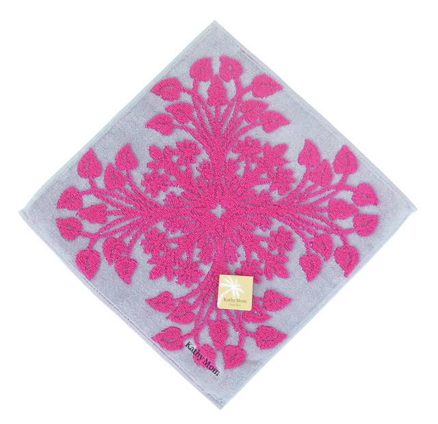 キャシーマム ミニタオル Kathy Mom Island Style ハワイアン マハロシリーズ ハンドタオル (アンセリウム/グレー) タオル ハワイアン雑