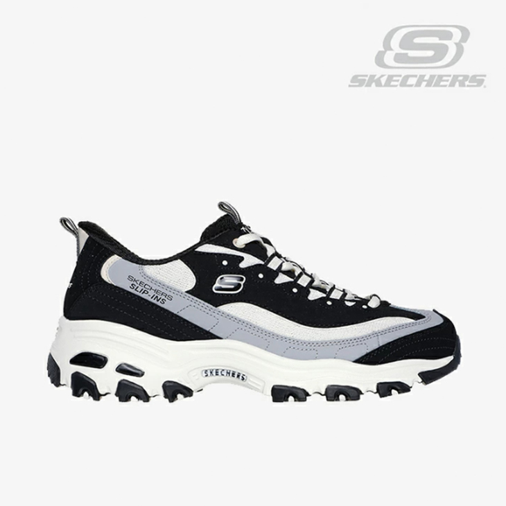 ・SKECHERS｜W Slip-Ins D Lites Smooth Nostalgia/ スケッチャーズ/スリップインズ ディー ライツ スムース ノスタルジア/ブラックｘナ