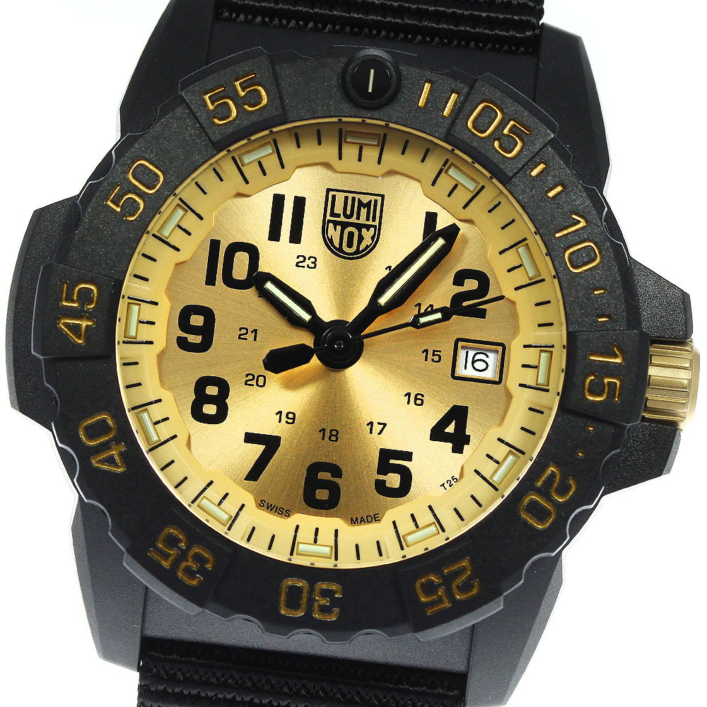 ☆極美品 &starf;箱・保付【LUMINOX】ルミノックス NAVY SEAL 3500 SERIES ゴールドリミテッドED 3505.GP.SET QZ メンズ_739043