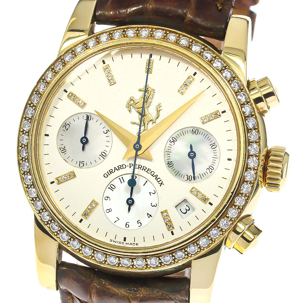 ジラール・ペルゴ GIRARD PERREGAUX 8022 フェラーリ クロノグラフ K18YG ダイヤベゼル 自動巻き メンズ _772723