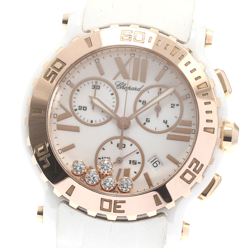 ショパール Chopard 288515-9001 ハッピースポーツ ムービングダイヤ クロノグラフ リミテッドエディション クォーツ メンズ 良品 _87520