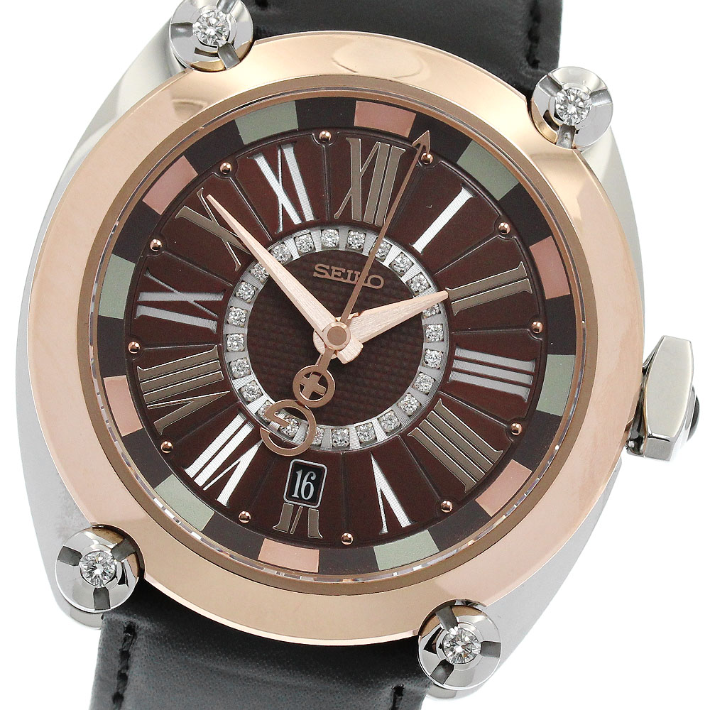 セイコー SEIKO SBLM008/8L36-00D0 ガランテ GMT ニューゲーム ヴィクター ダイヤモンド 自動巻き メンズ 良品 _890277