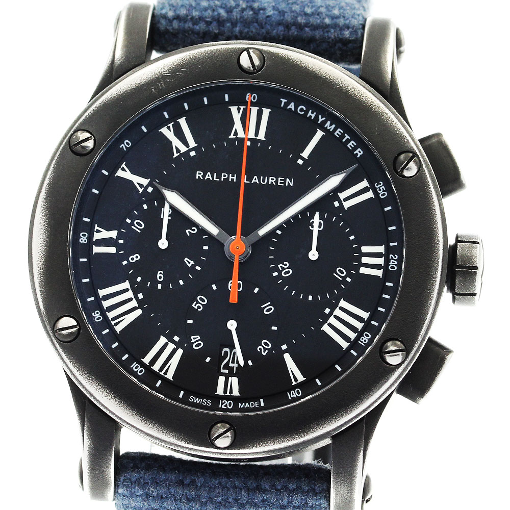 ラルフローレン RALPH LAUREN RLR0240900 サファリ RL67 エイジド加工 クロノグラフ デイト 自動巻き メンズ 良品 保証書付き_899319