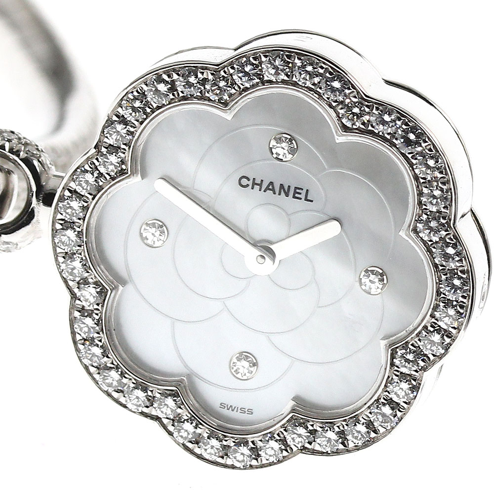 シャネル CHANEL J2411 カメリアチャーム K18WG ダイヤモンド クォーツ レディース _831066