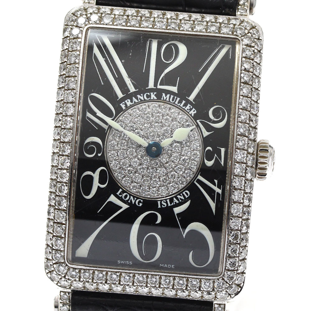 フランクミュラー FRANCK MULLER 952QZD1P ロングアイランド K18WG ダイヤベゼル クォーツ レディース _899910
