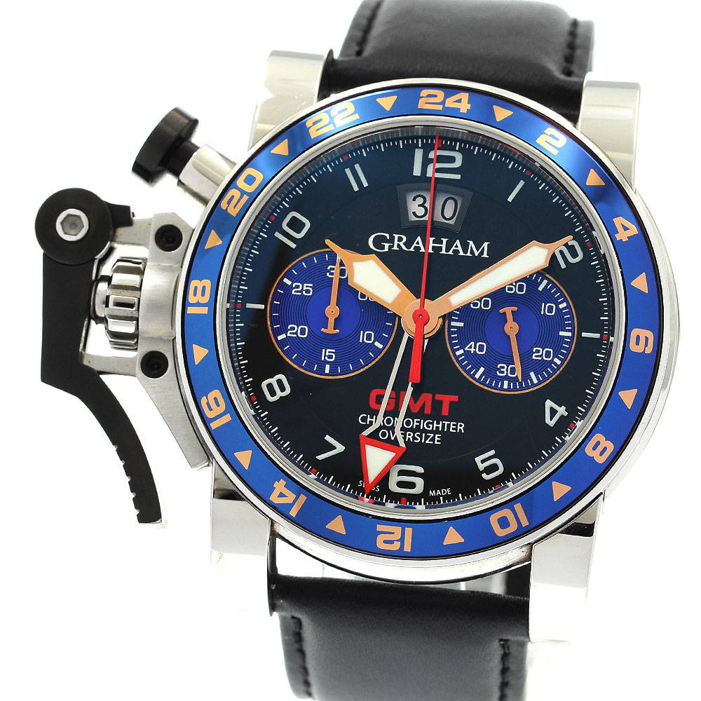 グラハム GRAHAM 2OVGS.B26A クロノファイター オーバーサイズ GMT デイト 自動巻き メンズ 保証書付き_903648