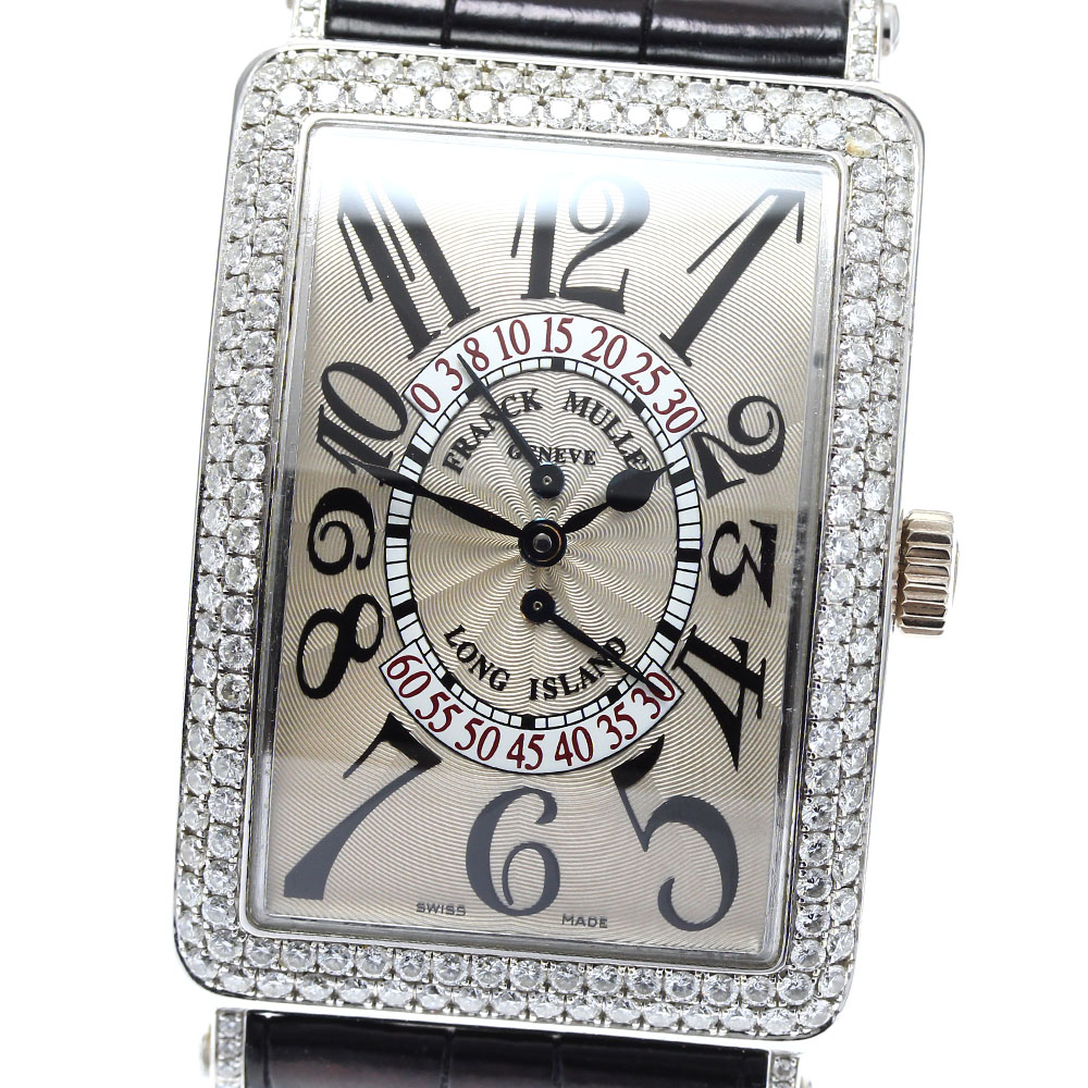 フランクミュラー FRANCK MULLER ロングアイランド ビーレトログラード セコンド ダイヤモンド K18WG ダイヤベゼル 自動巻き メンズ_9091