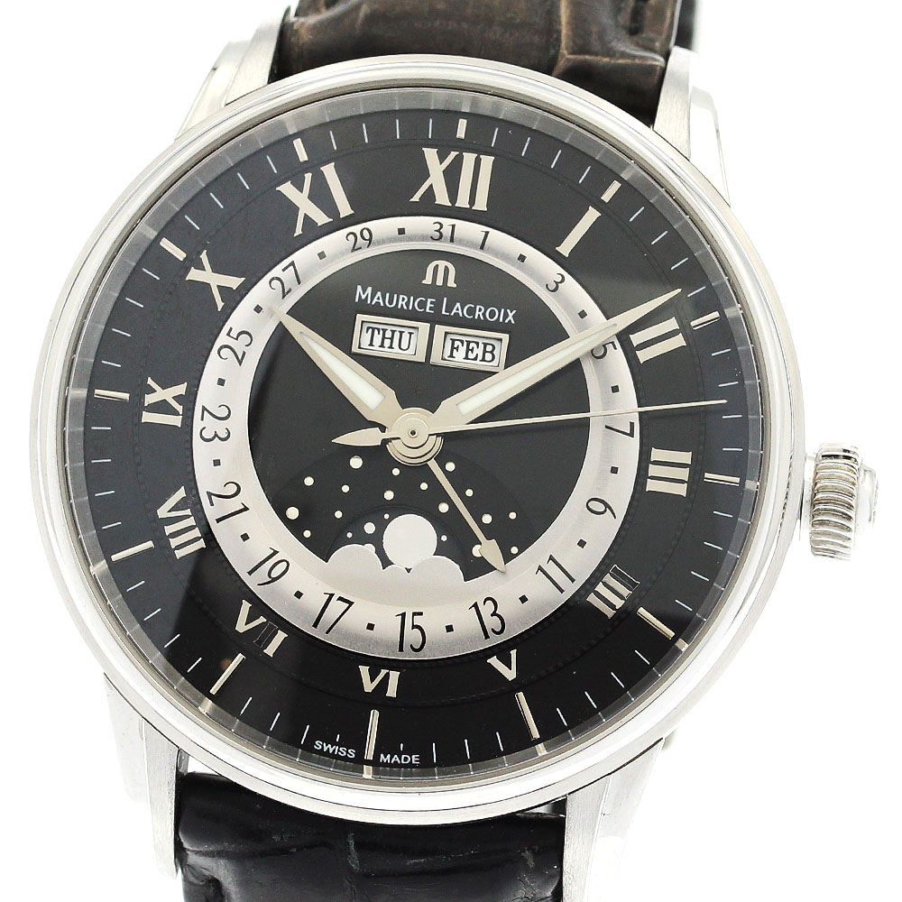 モーリス・ラクロア Maurice Lacroix MP6428-SS001-31E マスターピース ムーンフェイズ 自動巻き メンズ 良品 保証書付き_909644