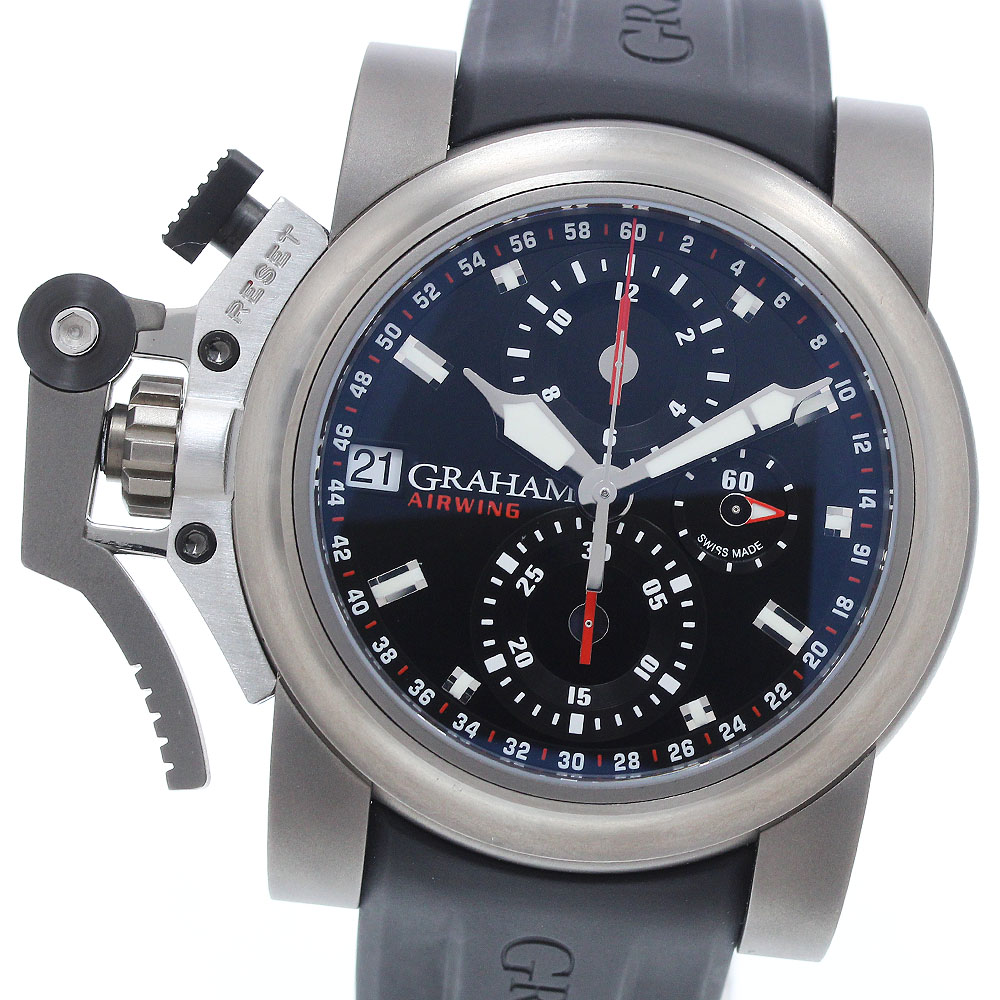 グラハム GRAHAM 2OVKT.B45A クロノファイター オーバーサイズ クロノグラフ 自動巻き メンズ 美品 箱・保証書付き_933557