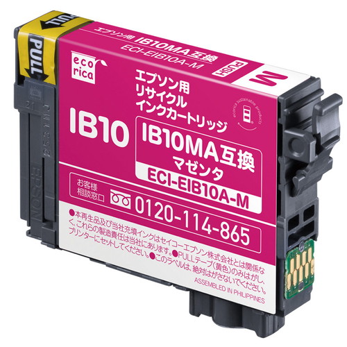 その他：エコリカ リサイクルインクカートリッジ■対応カートリッジ:エプソン IB10MA ■カラー:マゼンタ(染料) ■対応機種:EW-M530F ■