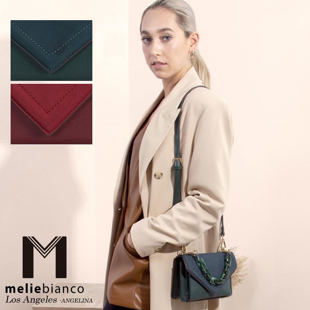 限定品 Melie Bianco（メリービアンコ）ED1012 Dawn Victoria's Secret レディース スクエア チェーン ハンドバッグ スエード ミニバッ