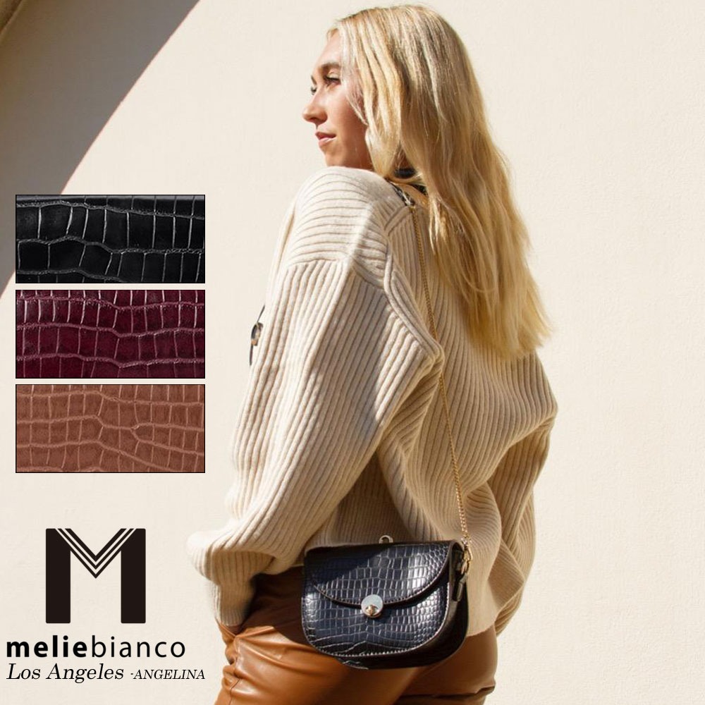 限定品 Melie Bianco（メリービアンコ）ED1014 Keaton リッチ レディース クロコ柄 ハンドバッグ ミニバッグ チェーンショルダー ウエス