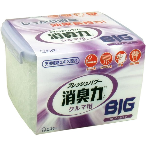 エステー フレッシュパワー消臭力 クルマ用 BIG ホワイトムスク 900g 送料無料