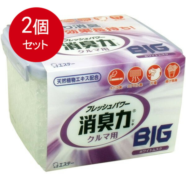 【2個まとめ買い】 フレッシュパワー消臭力 クルマ用 BIG ホワイトムスク 900g送料無料 × 2個セット