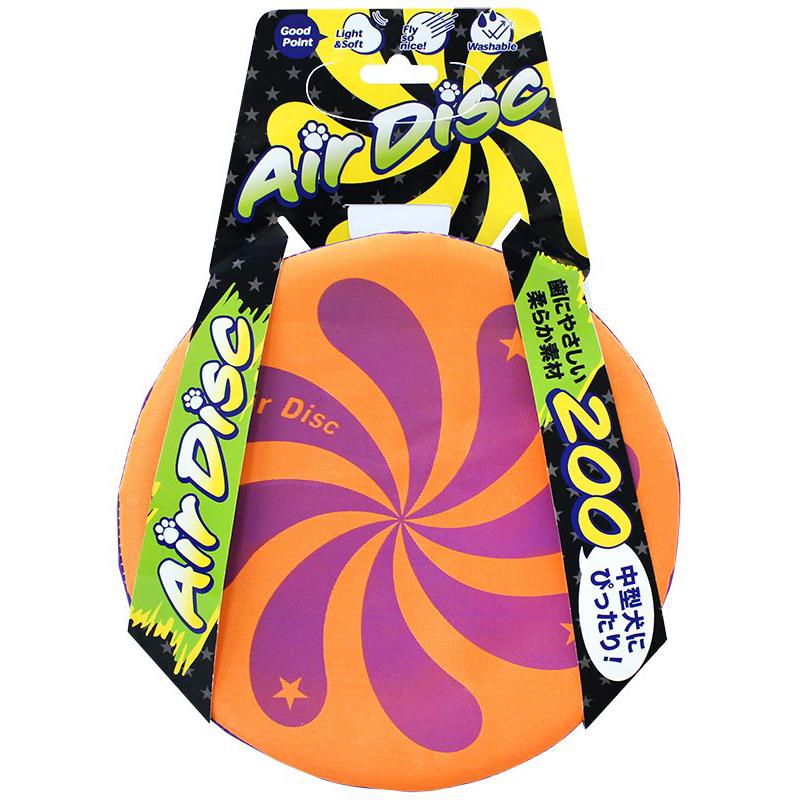 商品名:エアディスクソフトオレンジ商品コード:4973640700431規格:200当たっても安心！柔らか素材！歯に優しい柔らか素材のフリスビーです。原材料:ナイロン、ウレタン原産国:中華人民共和国使
