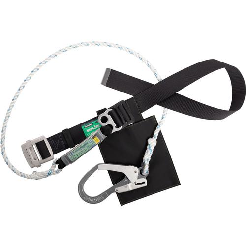《メーカー》 藤井電工（株） 《品番》 TB-SAF-593-BLK-M-BP 《特長》 ●軽量で対候性や耐摩耗性に優れた三つ打ちロープを採用しています。 ●大口径フック付で、単管パイプにフックが直接