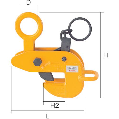 《メーカー》 （株）スーパーツール 《品番》 HLC1U 《特長》 ●構造用形鋼や平鋼板の横（水平）吊りクランプ（形鋼の長手方向2点吊り）に最適タイプです。 ●スプリング式締め付けロック機構で、無負荷