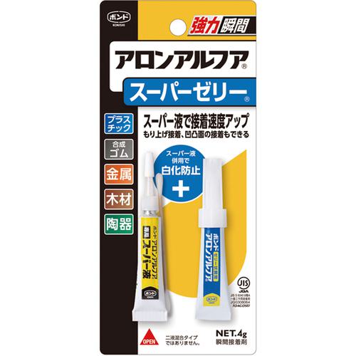《メーカー》 コニシ（株） 《品番》 BAAJ-3 《特長》 ●セットのスーパー液との併用でハイスピード接着が可能です。 ●多少のすき間や凹凸面にも使えます。 ●タレないので天面・曲面にも使えます。 