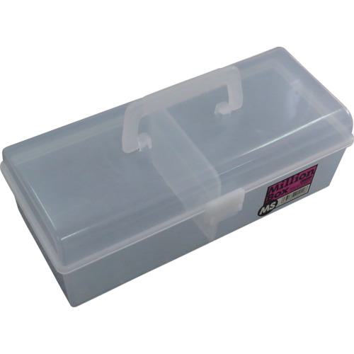 《メーカー》 明邦化学工業（株） 《品番》 MBOX-MS-TM 《特長》 ●可変式仕切板1枚付です。 ●小型工具やホビー用工具の収納に最適です。 ●中身が見やすいクリア色です。 《用途》 ●現場・家