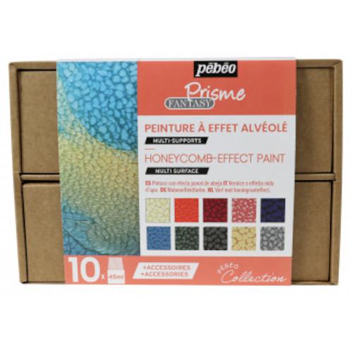 ■Pebeo ファンタジープリズム アトリエコレクション 45mlx10色+アクセサリー〔品番:758431〕【6094536:0】[店頭受取不可]