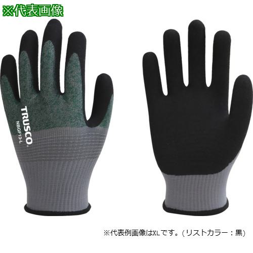 《メーカー》 トラスコ中山（株） 《品番》 NBGF13-L 《特長》 ●手袋がずれにくいコンプレッションゴムを採用しており、素手感覚のフィット感を実現します。 ●油に強く耐久性も高いニトリルコーティ